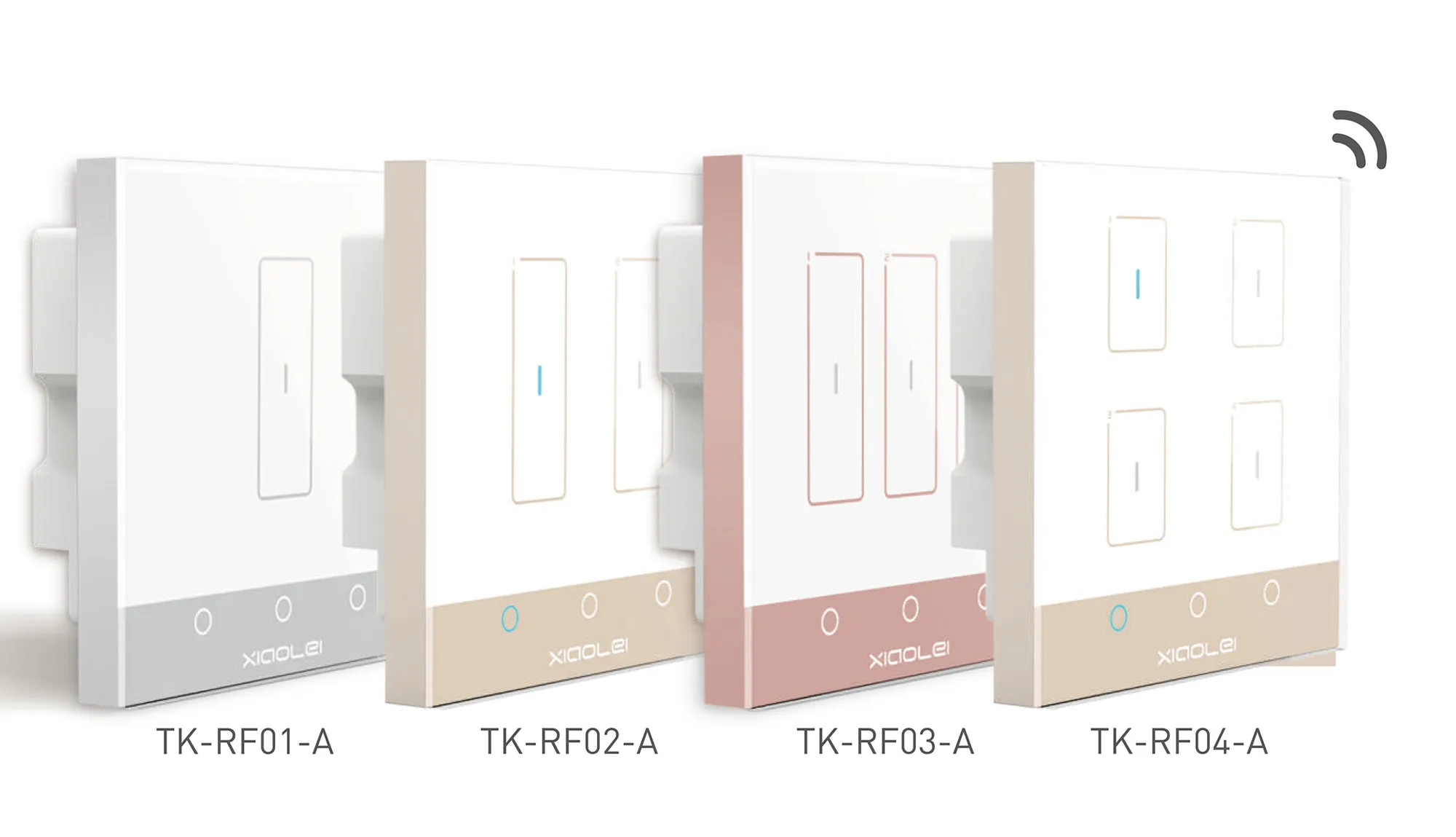 TK-RF03-A  Ltech Smart wireless Touch switch, 2CHanel x 200W max per channel, RF 2.4GHz, 100-240Vac input, Smart gate way compatible, IP20.